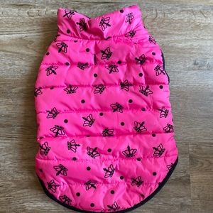 Pink Crown Print Princess Dog Jacket For Small Dogs Size M NWOT